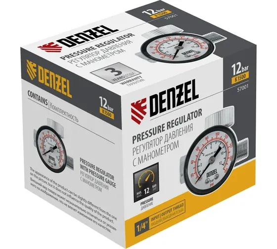 Регулятор давления для компрессоров Denzel K1500 1500л/мин черный