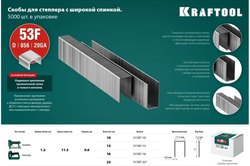 Скобы для степлера Kraftool 31787-13
