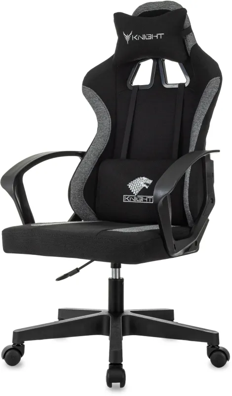 Кресло игровое Knight Optimum черный/серый крестов. пластик
