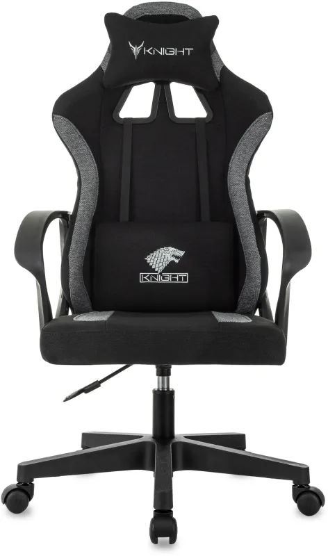 Кресло игровое Knight Optimum черный/серый крестов. пластик