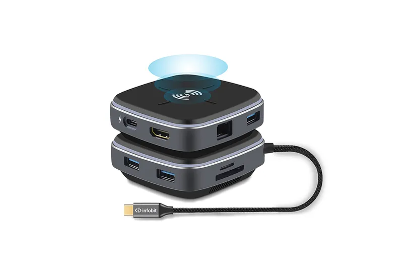 Распределитель Infobit [iHub 901W] 9 подключений через 1 кабель USB-С