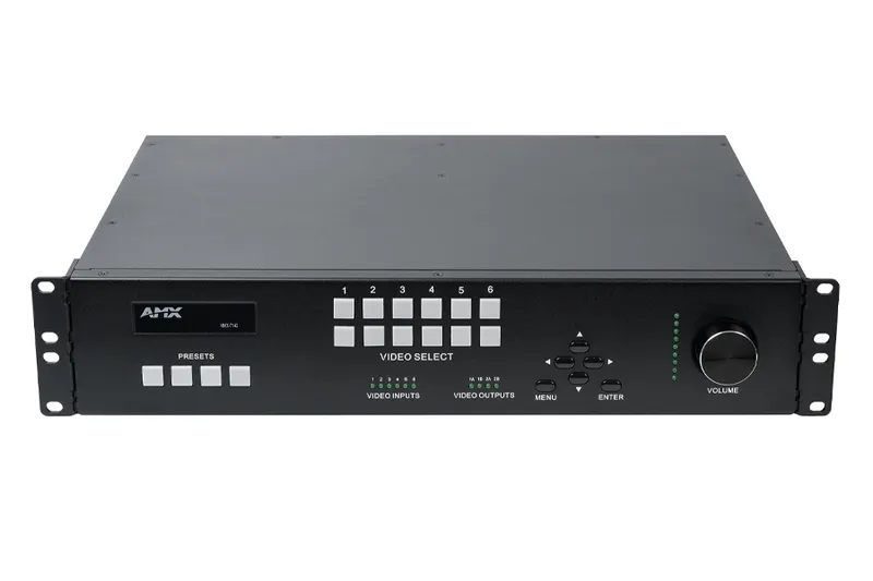 Презентационный коммутатор [FGN7142-23] AMX [NMX-PRS-N7142-23] Входы: 2 VGA, 4 HDMI (4K60) AVoIP энкодер N2312. Выходы: 2 HDMI, AVoIP декодер N2322