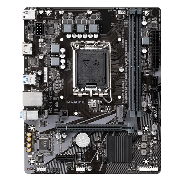 Материнская плата GIGABYTE H610M K DDR4, LGA1700, H610, 2*DDR4, HDMI,  2 SATA 6 Гб/с, M2, Audio, Gb LAN, USB 3.2, USB 2.0, mATX