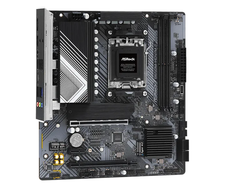 Материнская плата ASROCK B650M-HDV/M.2, AM5, B650, 2*DDR5, HDMI+DP, 4xSATA3 6.0, M.2 Socket, RAID, USB 3.2, USB 2.0, Type-C, mATX