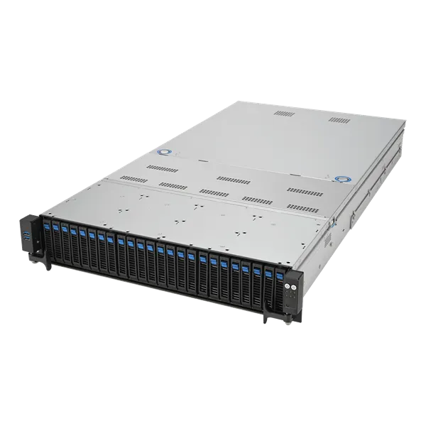 Сервер ASUS RS720-E11-RS24U 2U, 2xLGA4677, 32 DIMM DDR5, 24x 2.5"(12x NVMe+12x NVMe/SATA/SAS* hs), 2 x M.2 slot 2280, 2x10Gbe RJ45, 4 dual-slot GPU, 8 slots PCIe 5.0, 1x OCP 3.0*, 2x2600W