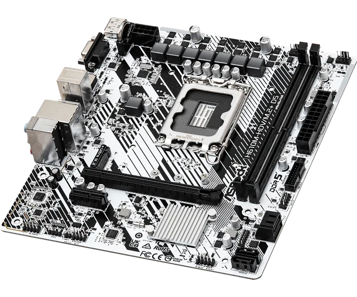Материнская плата ASROCK H610M-HDV/M.2+ D5, LGA1700, H610, 2*DDR5, DP+D-Sub+HDMI, 4xSATA3 6.0, M.2 Socket, USB 3.2, USB 2.0, mATX;