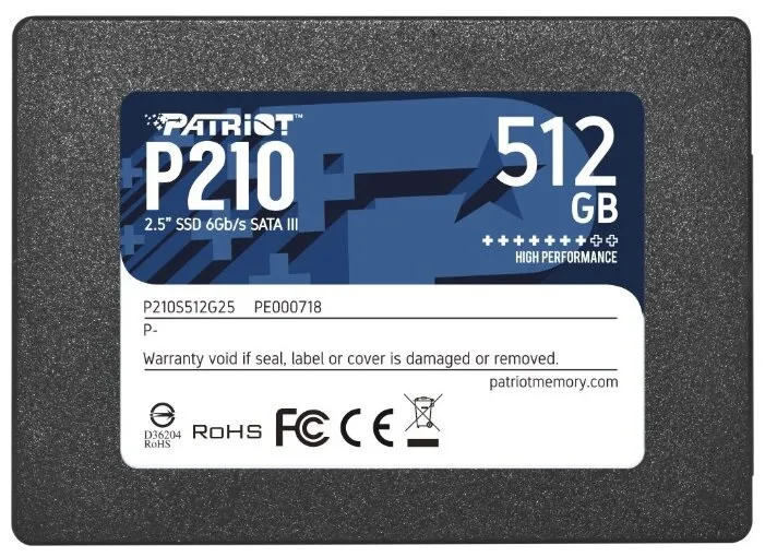 Твердотельный накопитель Patriot P210 512GB SATA3 2.5" 520/430 512GB 3D