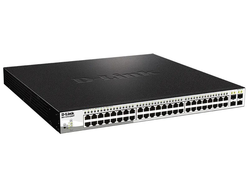 Коммутатор D-Link DGS-1210-52MPP/E2A (L2) 48x1Гбит/с 4SFP 48PoE 740W управляемый