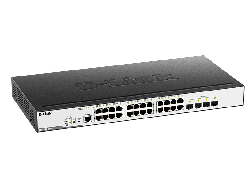 Коммутатор D-Link DGS-3000-28LP/B1A 24x1Гбит/с 4SFP 24PoE 193W управляемый