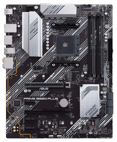Материнская плата ASUS PRIME B550-PLUS,  Socket AM4, B550, 4*DDR4, HDMI+DP, CrossFireX, SATA3 + RAID, Audio, Gb LAN, USB 3.2*8, USB 2.0*6, COM*1 header (w/o cable), ATX ; 90MB14U0-M0EAY0