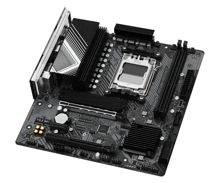 Материнская плата ASROCK B650M-HDV/M.2, AM5, B650, 2*DDR5, HDMI+DP, 4xSATA3 6.0, M.2 Socket, RAID, USB 3.2, USB 2.0, Type-C, mATX