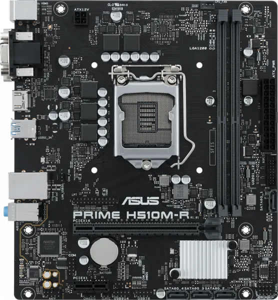 ASUS PRIME H510M-R-SI, LGA1200, H510, 2*DDR4, DVI+D-Sub + HDMI, SATA3, Audio, Gb LAN, USB 3.2, COM*1 header (w/o cable),mATX ;90MB18C0-M0ECY0, 3 year