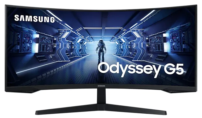 Монитор Samsung 34" Odyssey G5 C34G55TWWI VA curved 21:9 3440x1440 1ms 2500:1 250cd 178/178 HDMI DP 165Hz HDR FreeSync Premium VESA Black 2 years