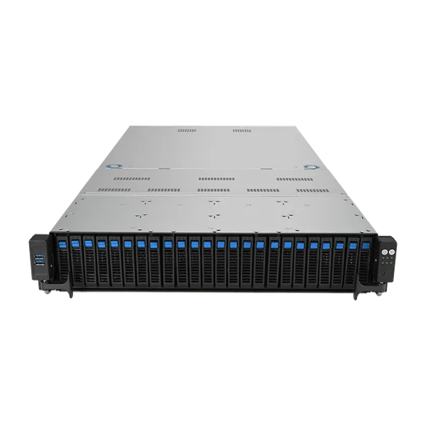 Сервер ASUS RS720-E11-RS24U 2U, 2xLGA4677, 32 DIMM DDR5, 24x 2.5"(12x NVMe+12x NVMe/SATA/SAS* hs), 2 x M.2 slot 2280, 2x10Gbe RJ45, 4 dual-slot GPU, 8 slots PCIe 5.0, 1x OCP 3.0*, 2x2600W