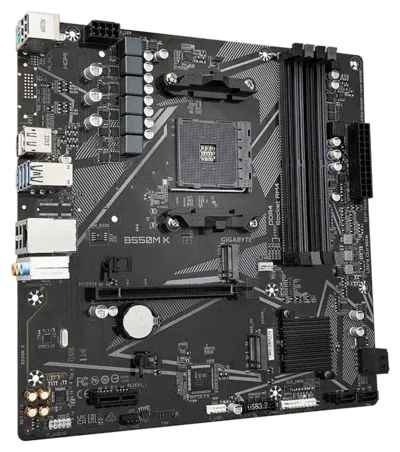 Материнская плата GIGABYTE B550M K, AM4, B550, 4*DDR4, DP+HDMI,  4 SATA 6 Гб/с, M2, Audio, Gb LAN, USB 3.2, USB 2.0, mATX