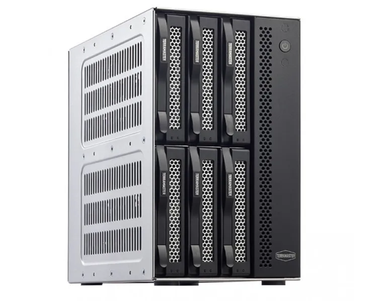 TerraMaster T6-423 tower NAS QC 2,0Ghz(2,9)/4gb(32)/RAID0,1,5,6,10,JBOD/up to 6 HS SATA(3,5' or 2,5')/2xM.2 2280 NVMe/2xUSB3.1 Gen2/HDMI/2x2,5GigEth RJ-45/ISCSI/1xPS/1YW