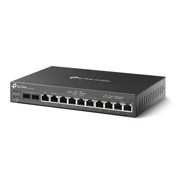 Сетевое оборудование TP-Link ER7212PC, Гигабитный VPN-маршрутизатор Omada с портами PoE+ и контроллером, 2 гиг. порта SFP WAN/LAN, 1 гиг. порт RJ45 WAN, 1 гига. порт RJ45 WAN/LAN, 8 гиг. портов RJ45 LAN