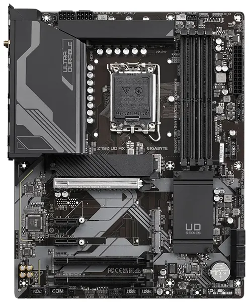 Материнская плата GIGABYTE Z790 UD AX, LGA1700, Z790, 4*DDR5, DP+HDMI,  6 SATA 6 Гб/с, M2, Audio, Gb LAN, USB 3.2, USB 2.0, Type-C, ATX