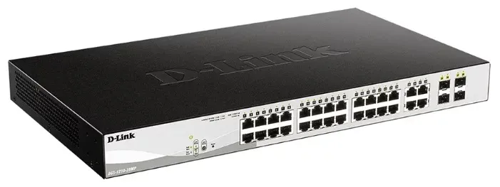 Коммутатор D-Link DGS-1210-28MP/FL1A (L2) 28x1Гбит/с 4xКомбо(1000BASE-T/SFP) 24PoE+ 370W управляемый