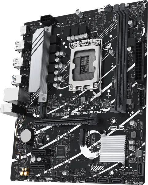 Материнская плата ASUS PRIME B760M-R D4, LGA1700, B760, 2*DDR4, HDMI, 4xSATA3 + RAID, M2, Audio, Gb LAN, USB 3.2, USB 2.0, mATX; 90MB1HA0-M0EAY0