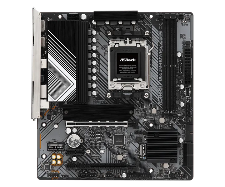 Материнская плата ASROCK B650M-HDV/M.2, AM5, B650, 2*DDR5, HDMI+DP, 4xSATA3 6.0, M.2 Socket, RAID, USB 3.2, USB 2.0, Type-C, mATX