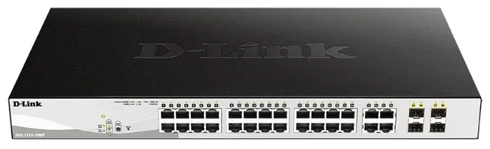 Коммутатор D-Link DGS-1210-28MP/FL1A (L2) 28x1Гбит/с 4xКомбо(1000BASE-T/SFP) 24PoE+ 370W управляемый