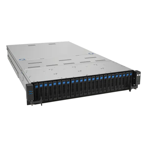 Сервер ASUS RS720-E11-RS24U 2U, 2xLGA4677, 32 DIMM DDR5, 24x 2.5"(12x NVMe+12x NVMe/SATA/SAS* hs), 2 x M.2 slot 2280, 2x10Gbe RJ45, 4 dual-slot GPU, 8 slots PCIe 5.0, 1x OCP 3.0*, 2x2600W