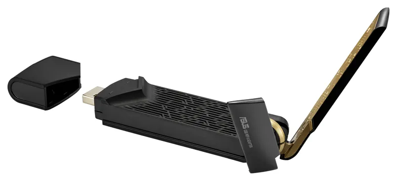 Адаптер ASUS USB-AX56 // WI-FI 802.11ax, 567 + 1201 Mbps USB 3.2 Adapter + antenna ; 90IG06H0-MO0R00