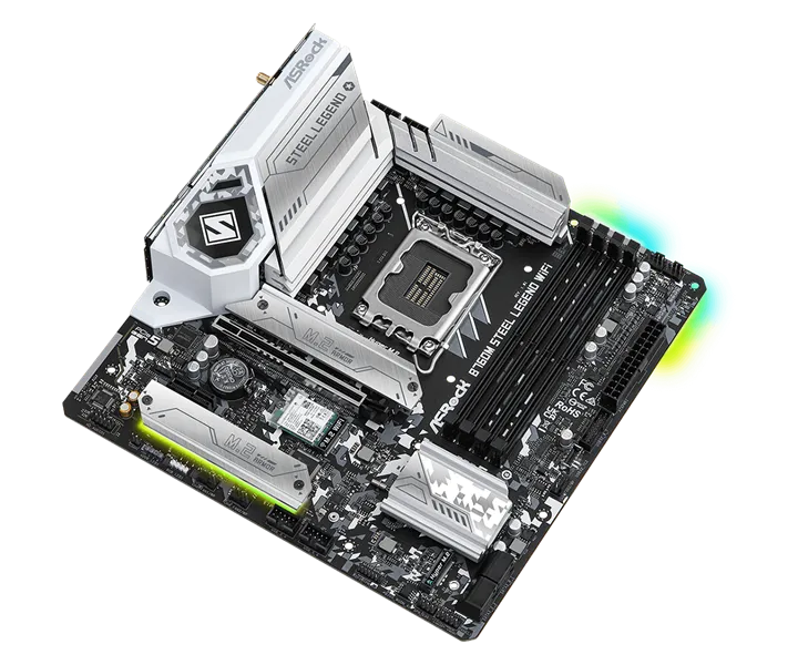 Материнская плата ASROCK B760M STEEL LEGEND WIFI, LGA1700, B760, 4*DDR5, HDMI+DP, 4xSATA3 6.0 (RAID), M.2 Socket, USB 3.2, USB2.0, Type-C, mATX