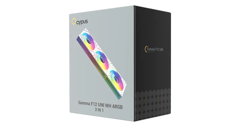 Ocypus Gamma F12 UNI WH ARGB 3 IN 1, 3x120x120x25mm, 4-PIN PWM, 800-1800 RPM, 31 DBA MAX, HYDRO BEARING