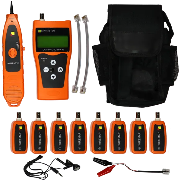 Кабельный тестер с измерением длины и трассировкой кабельных линий, 8 ответных частей