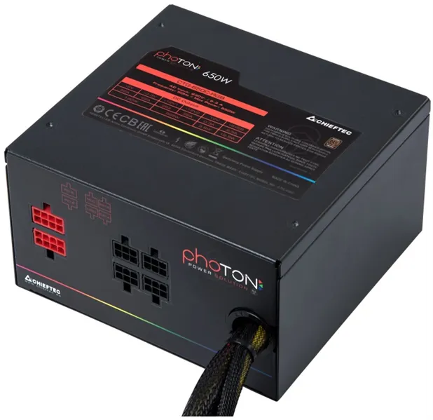 Chieftec CTG-650C-RGB (ATX 2.3, 650W, >85 efficiency, Active PFC, RGB Rainbow 120mm fan, Cable Management) Retail