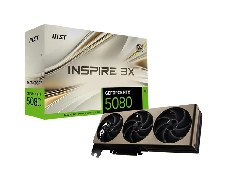 MSI RTX 5080 16G INSPIRE 3X OC//RTX 5080, HDMI, DP*3, 16G , D7