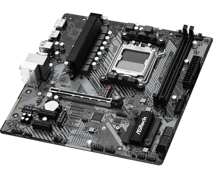 Материнская плата ASROCK B650M-H/M.2+, AM5, B650, 2*DDR5, HDMI+DP, 4xSATA3 6.0, M.2 Socket, RAID, USB 3.2, USB 2.0, Type-C, mATX