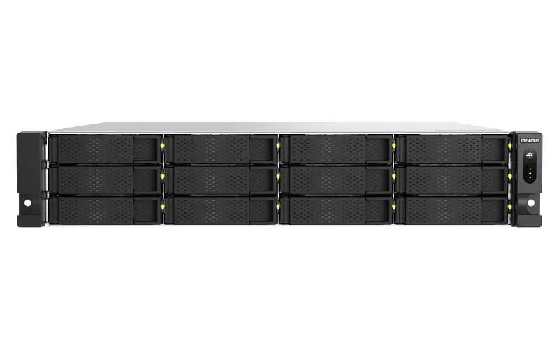 Системы хранения данных QNAP ENTERPRISE 2U/12bay 6C 5,1GhzCPU/16Gb(up128)/upto 108HDD with TL-R1620Sep/SATA(3,5" 2,5")/2xM.2/2xUSB3.2/3xExp.slot/2x2,5Gb 2X10Gb(BASE-T)/2xPS/no rail(RAIL-B02)/5YW TS-h1277AXU-RP-R5-16G-EU-RU