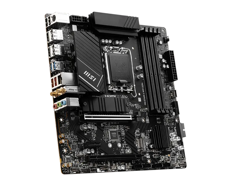 Материнская плата MSI PRO B760M-A WIFI DDR4 Soc-1700 Intel B760 4xDDR4 mATX AC`97 8ch(7.1) 2.5Gg+HDMI+DP