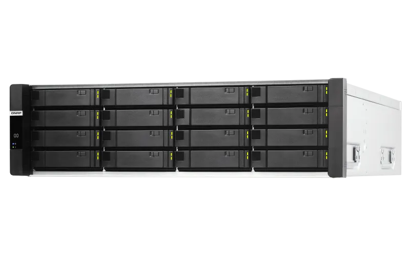 Системы хранения данных QNAP ENTERPRISE 3U/16bay dual controller QC 2,2Ghz/64Gb(upto512Gb)/upto 128HDD with TL-R1620Sdc/SAS(3,5" 2,5")/4xUSB3.2/4xExpslot/6xGbE 8x10Gb(SFP+)/iSCSI/2xPS/rail incl/5YW ES1686dc-EU-RU