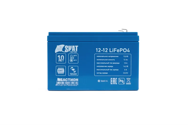 (646) Бастион Skat i-Battery 12-12 LiFePO4 АКБ LI-ION 12В/12Ач/4S4P/BMS/F2/Срок службы — 12 лет/5 л.г