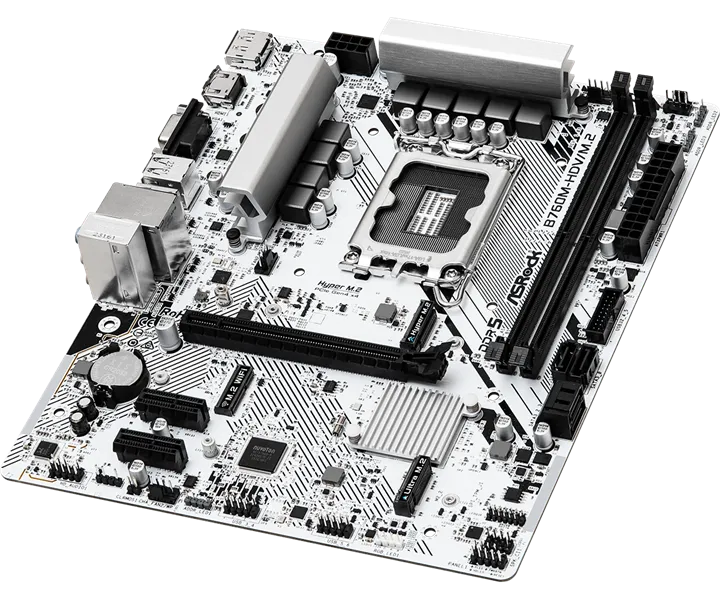 Материнская плата ASROCK B760M-HDV/M.2, LGA1700, B760, 2*DDR5, HDMI+DP+D-Sub, 4xSATA3 6.0 (RAID), M.2 Socket, USB 3.2, USB2.0, Type-C, mATX