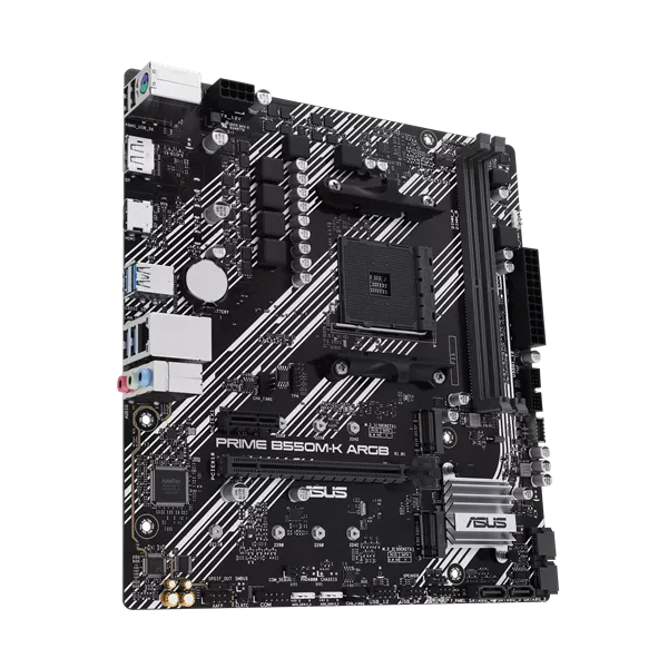Материнская плата ASUS PRIME B550M-K ARGB, Socket AM4, B550, 2*DDR4, DP+HDMI, SATA3 + RAID, Audio, Gb LAN, USB 3.2, USB 2.0, COM*1 header (w/o cable), mATX ; 90MB1GC0-M0EAY0