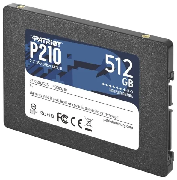 Твердотельный накопитель Patriot P210 512GB SATA3 2.5" 520/430 512GB 3D