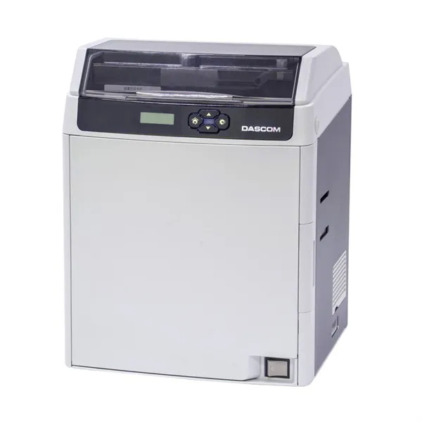 Dascom DC-7600: двусторонний, ретрансфер, 600 точек на дюйм, 55 сек/карту; USB, USB2, Ethernet