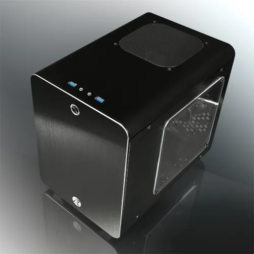 METIS PLUS BLACK (Aluminum, Mini-ITX, 120x120x25 O-type LED fan pre-installed at rear; Supports ATX PSU; 2*USB3.0; 3*2.5" HDD + 1* 3.5" HDD or 1*2.5" HDD+2* 3.5" HDD; 2 slots; Acrylic window)