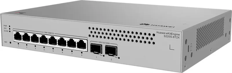 Коммутатор HUAWEI S220S-8T2X (L2, 8*10/100/1000BASE-T ports, 2*10GE SFP+ ports, built-in AC power, Fanless)