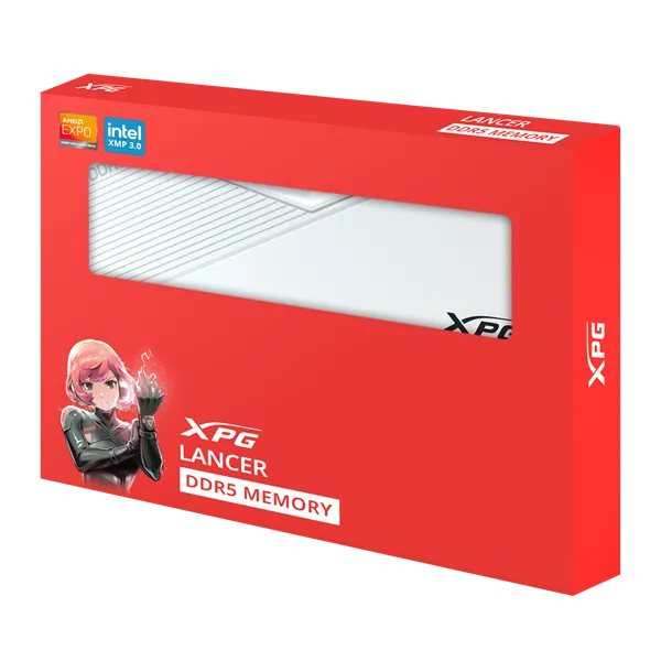 Оперативная память ADATA DDR5, 64GB, 6000MHz, 2*32GB, 30-40-40, WHITE, DUAL COLOR BOX