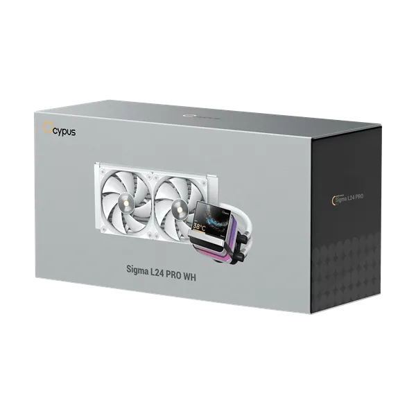 Ocypus Sigma L24 PRO WH, 240mm, LCD Pump, 2x120mm FDB fans, LGA115X/1200/1700/18XX, AM4/AM5