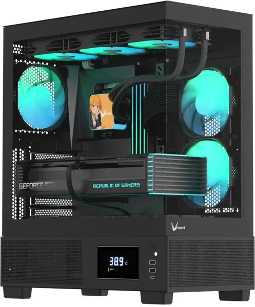 Корпус Formula V Line Crystal E1 Black, ATX, TYPE-C*1, USB3.0*2, Switch Display Panel