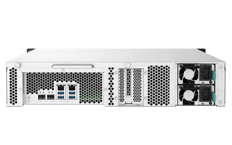 Система хранения данных QNAP SMB 2U QC 1,7GhzCPU/4Gb(upto16Gb)/upto 12HDD, upto 24 with TL-R1200S-RP/SATA(3,5" 2,5")/ 4xUSB3.2/1xExp.slot/2x2,5Gb 2x10Gb(SFP+)/iSCSI/2xPS/no rail/3YW TS-1232PXU-RP-4G-EU-RU