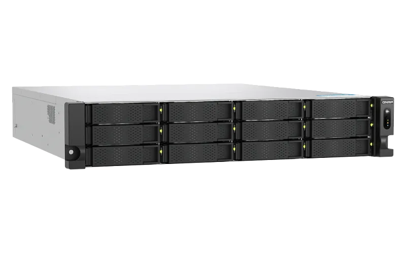 Системы хранения данных QNAP ENTERPRISE 2U/12bay 6C 5,1GhzCPU/16Gb(up128)/upto 108HDD with TL-R1620Sep/SATA(3,5" 2,5")/2xM.2/2xUSB3.2/3xExp.slot/2x2,5Gb 2X10Gb(BASE-T)/2xPS/no rail(RAIL-B02)/5YW TS-h1277AXU-RP-R5-16G-EU-RU
