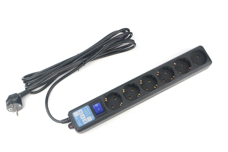 Power Cube Ф-удлинитель, PC PRO, 1,9м, 6р, черн. граф.16А,SPL6-16B-1,9M